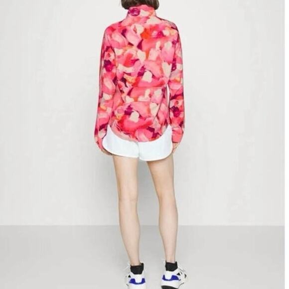 Athleta Run With It Printed Jacket Full Zipper Floral Pink Petals Size Large - Picture 3 of 9